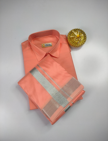 Premium Japan Silk Dhoti Set - Pinkish Peach