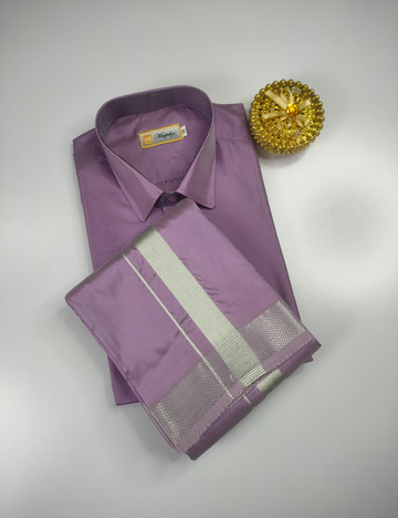Premium Japan Silk Dhoti Set - Dark Lavender