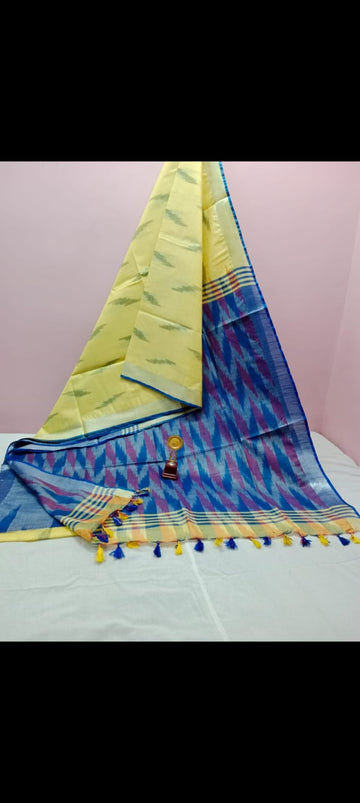 Yellow With Blue saree