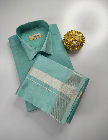 Premium Japan Silk Dhoti Set - Pastel Rama
