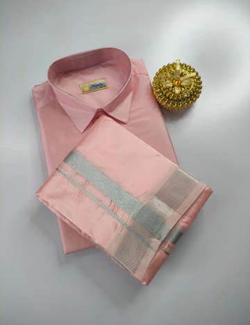 Premium Japan Silk Dhoti Set - Pink