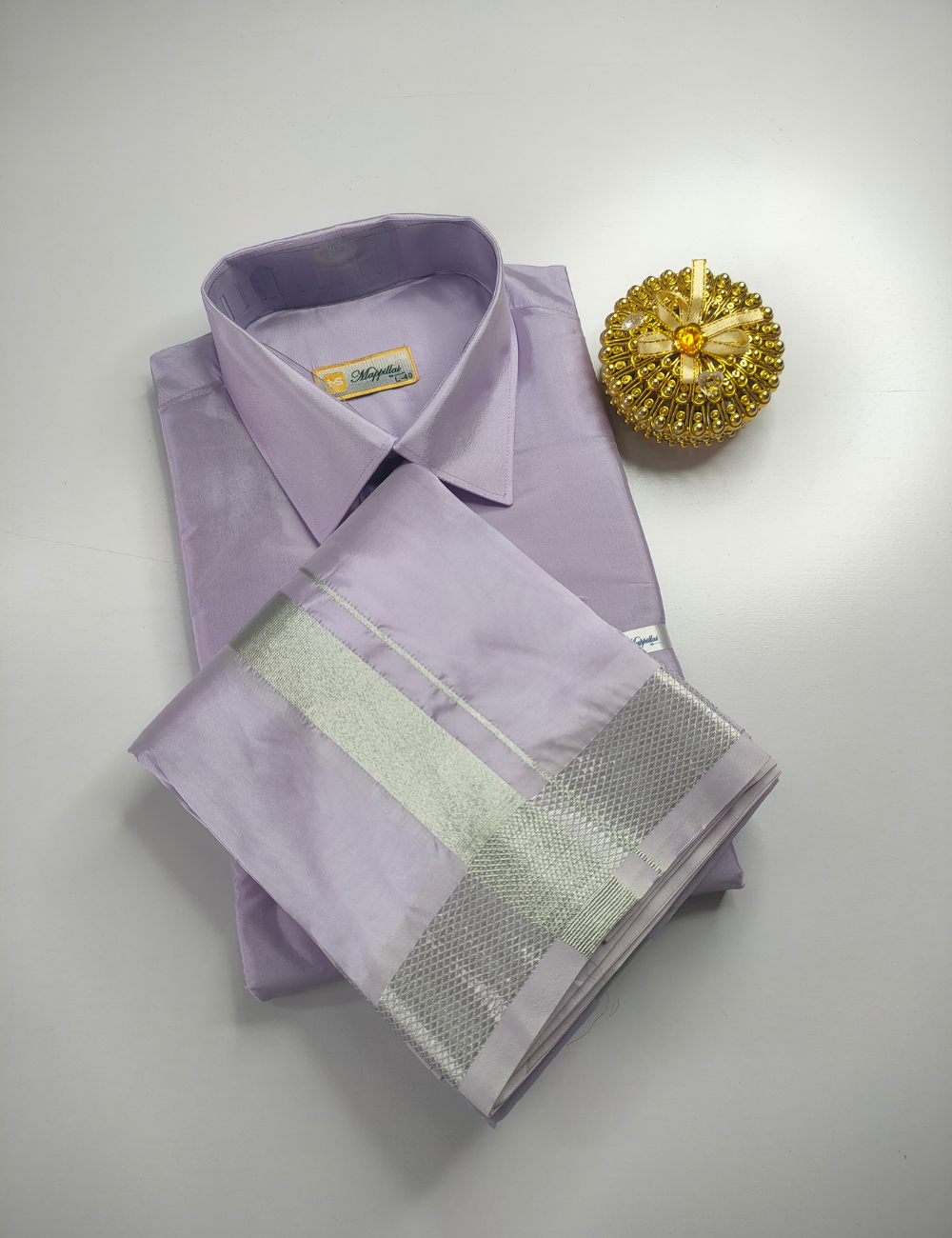 Premium Japan Silk Dhoti Set - Lavender