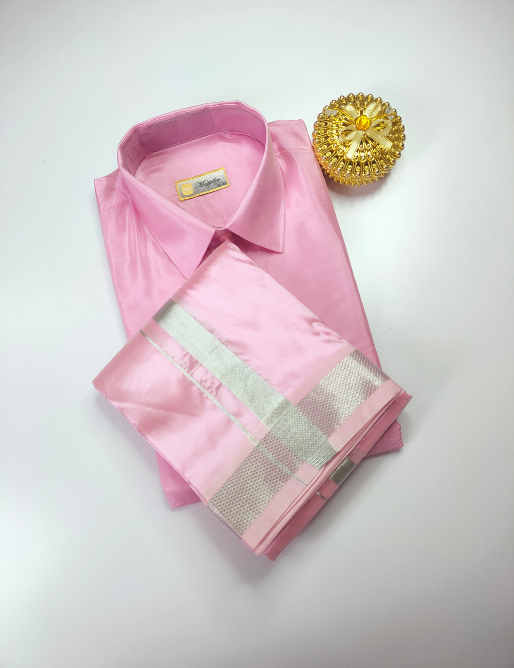 Premium Japan Silk Dhoti Set - Rosy Pink