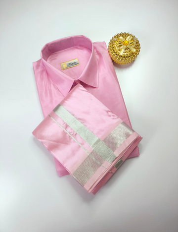 Premium Japan Silk Dhoti Set - Rosy Pink