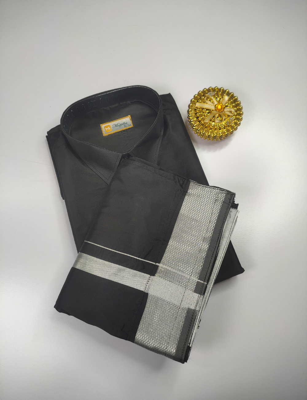 Premium Japan Silk Dhoti Set - Black
