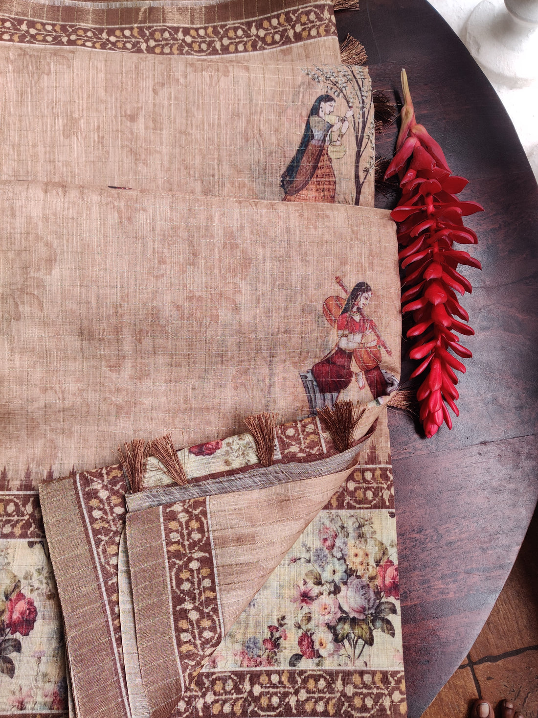 Elegant Brown Digital Print Saree