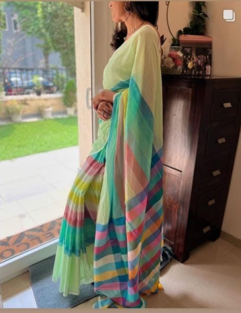 Pastel Prism rainbow – Pure Mul Cotton Saree