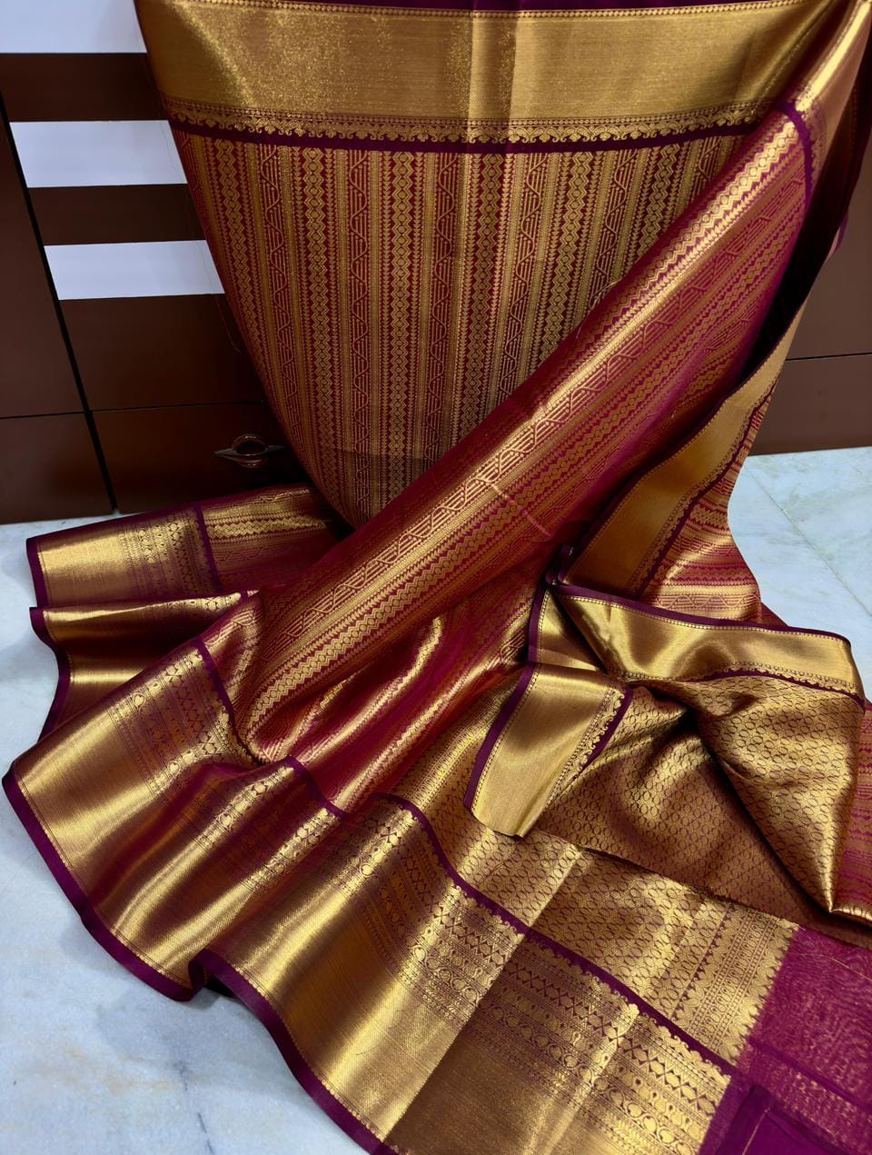 Maroon kanjeevaram Silk Saree