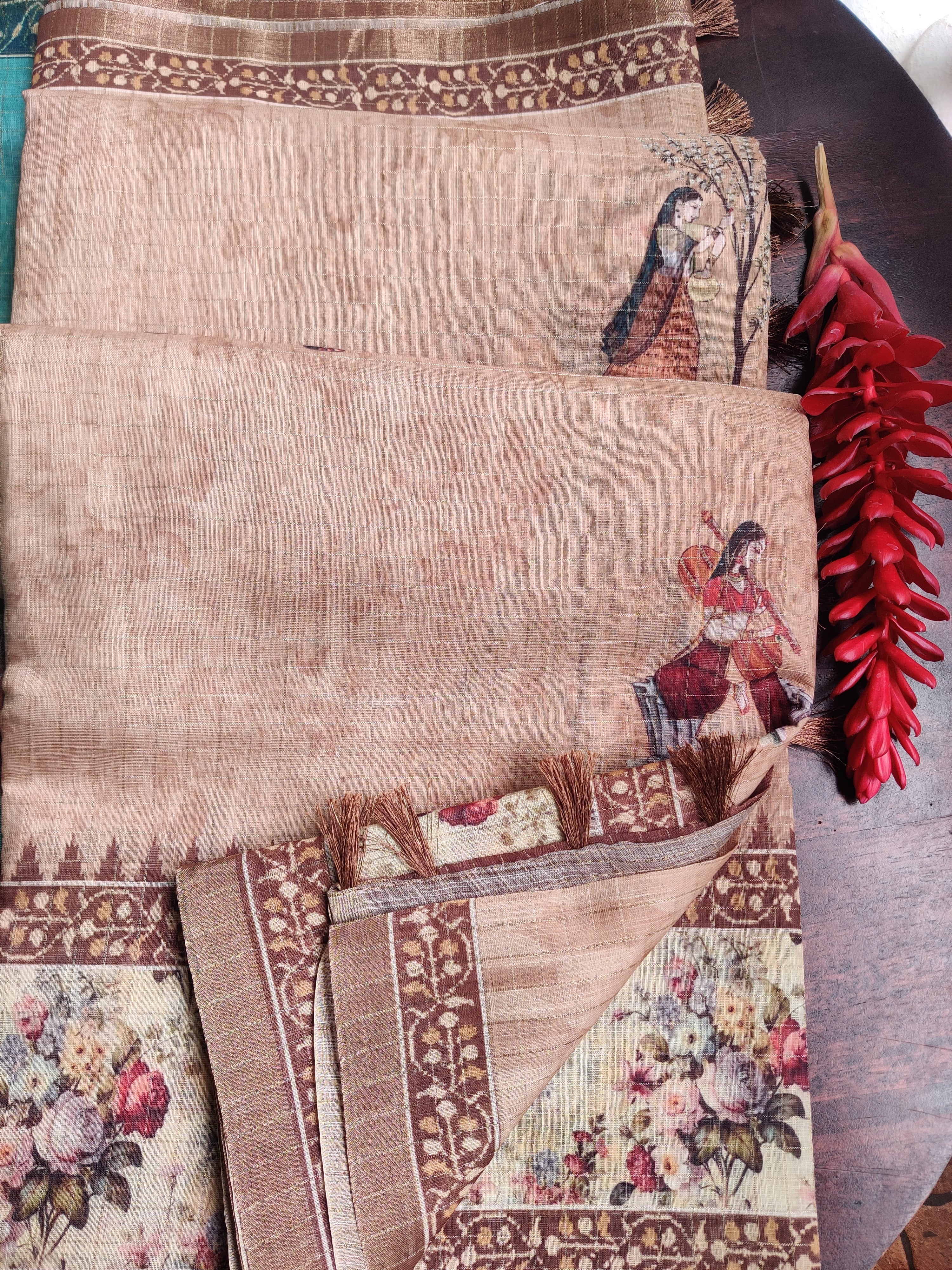 Elegant Brown Digital Print Saree