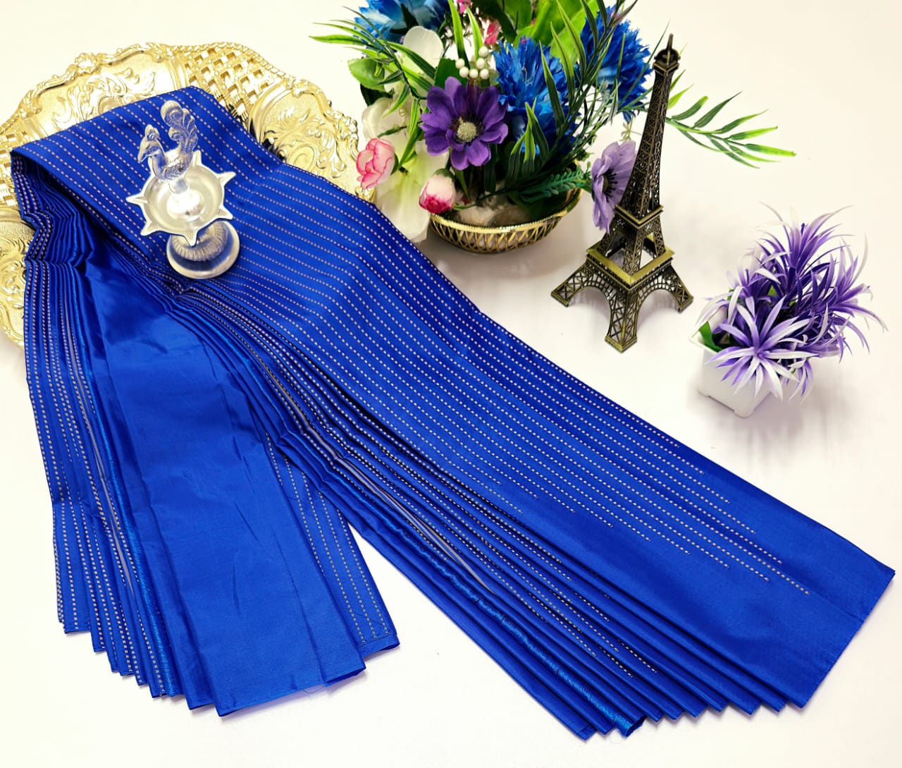 Bold Ink Blue Arani Silk Saree