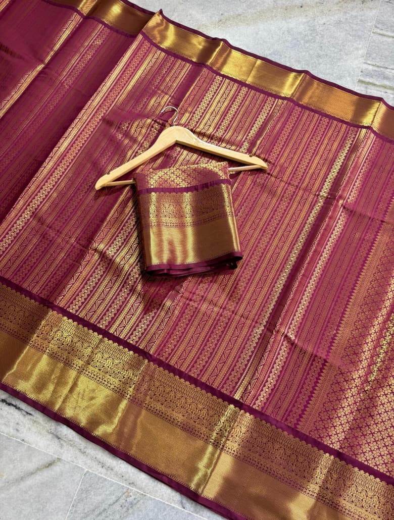 Maroon kanjeevaram Silk Saree