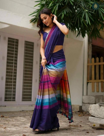 Rich purple Pure Mul Cotton Saree – Elegant & Breezy