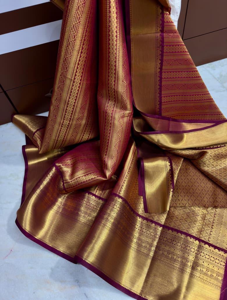 Maroon kanjeevaram Silk Saree