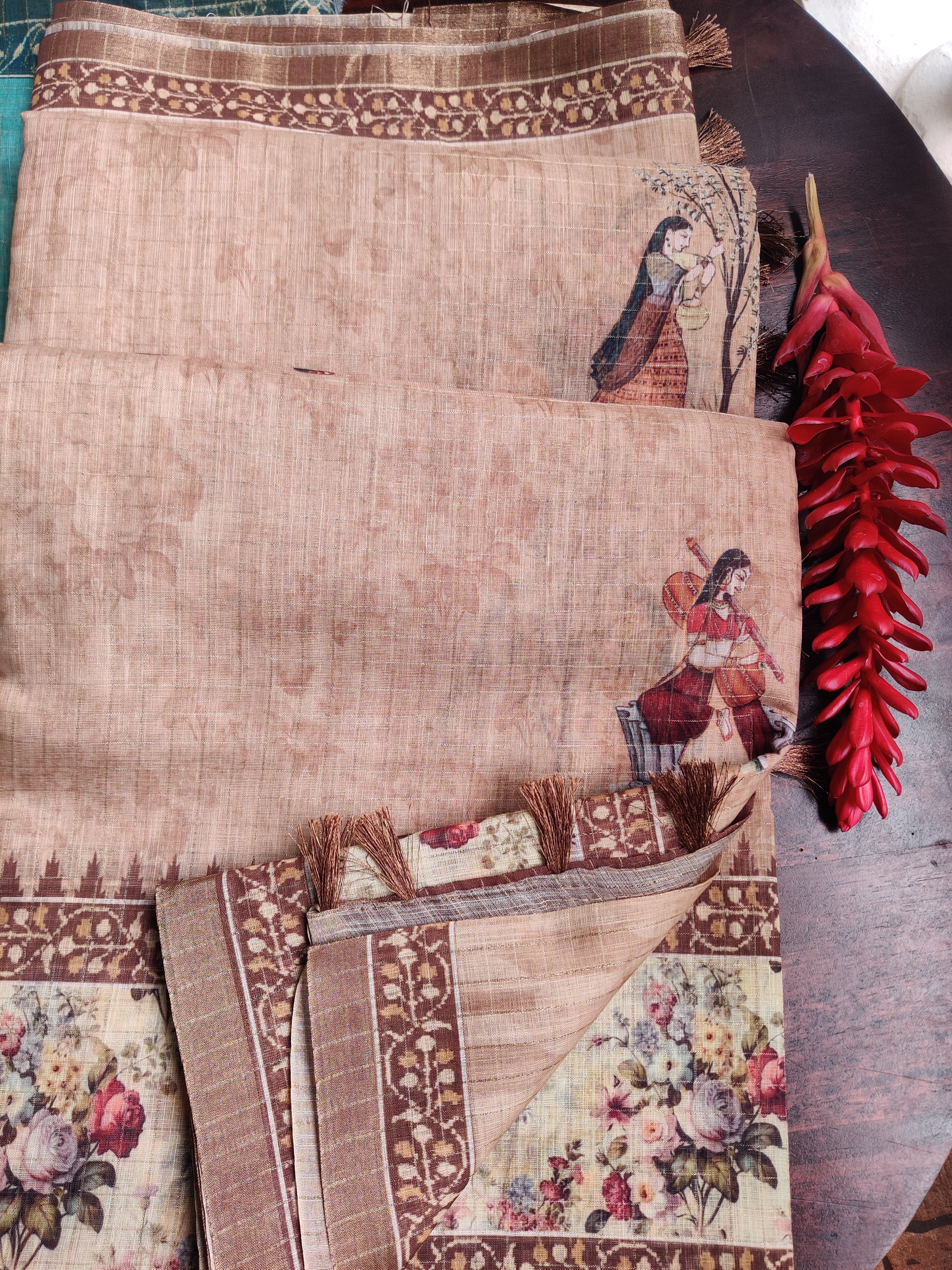 Elegant Brown Digital Print Saree