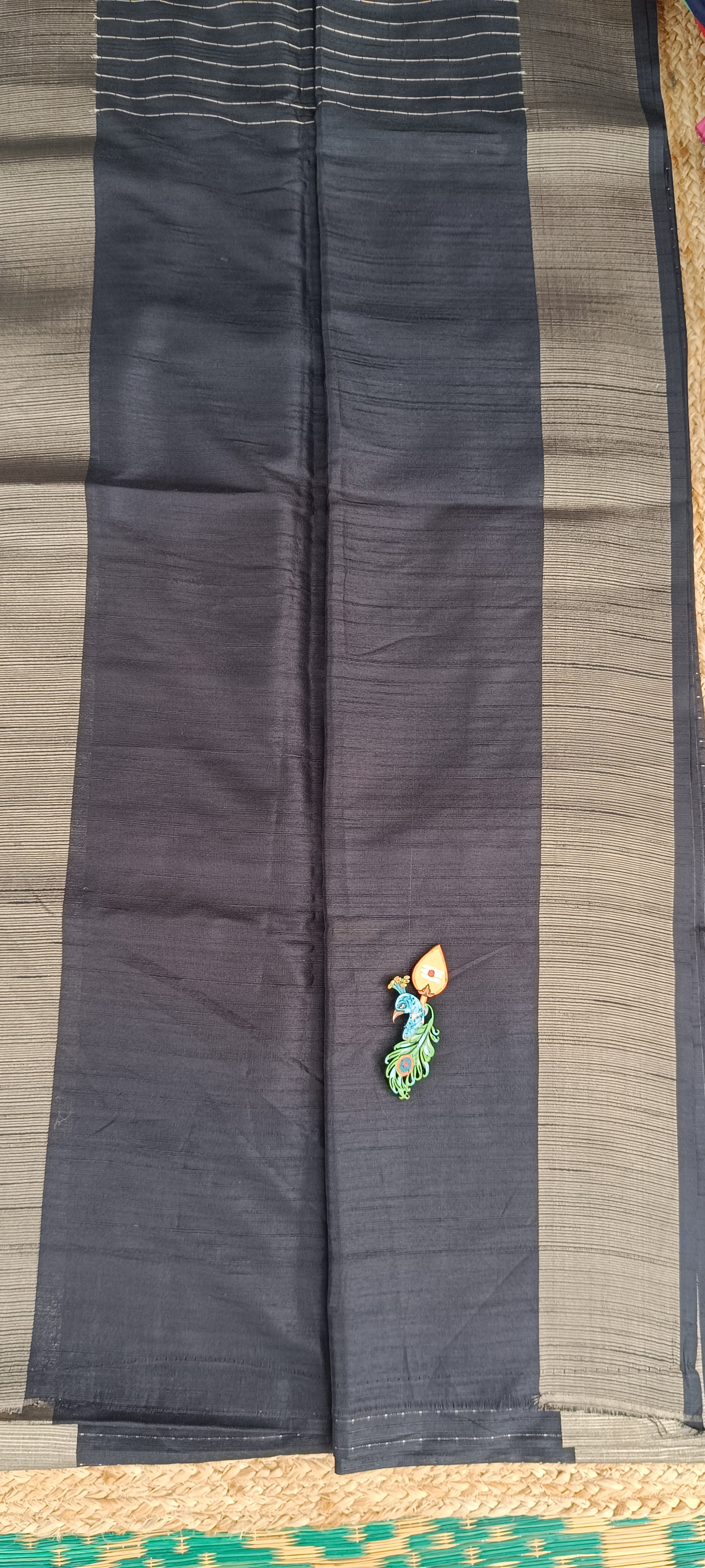 Beautiful Black Zari weaves Saree Contrast golden blouse